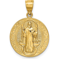 14K Yellow Gold Solid San Benito Reversible Round Pendant with Textured Finish by Oro Pregiato