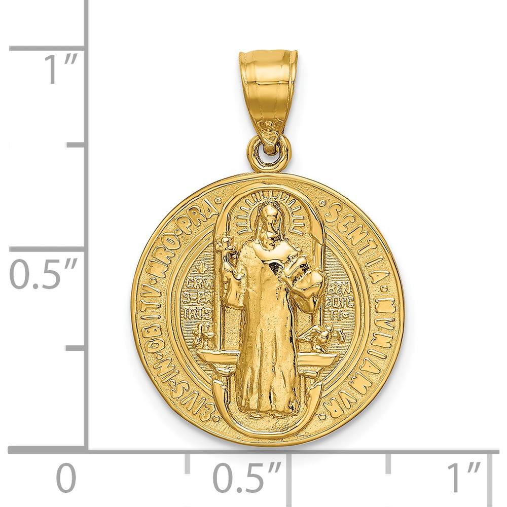14K Yellow Gold Solid San Benito Reversible Round Pendant with Textured Finish by Oro Pregiato