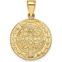 14K Yellow Gold Solid San Benito Reversible Round Pendant with Textured Finish by Oro Pregiato