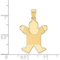 14K Yellow Gold Solid Satin Boy Charm Pendant - Engravable 30mm by Oro Pregiato