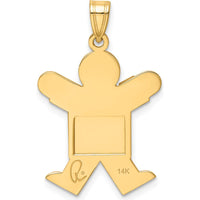 14K Yellow Gold Solid Satin Boy Charm Pendant - Engravable 30mm by Oro Pregiato