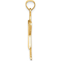 14K Yellow Gold Solid Satin Girl Pendant with Ruffles and Engravable Love Charm - 30mm by Oro Pregiato