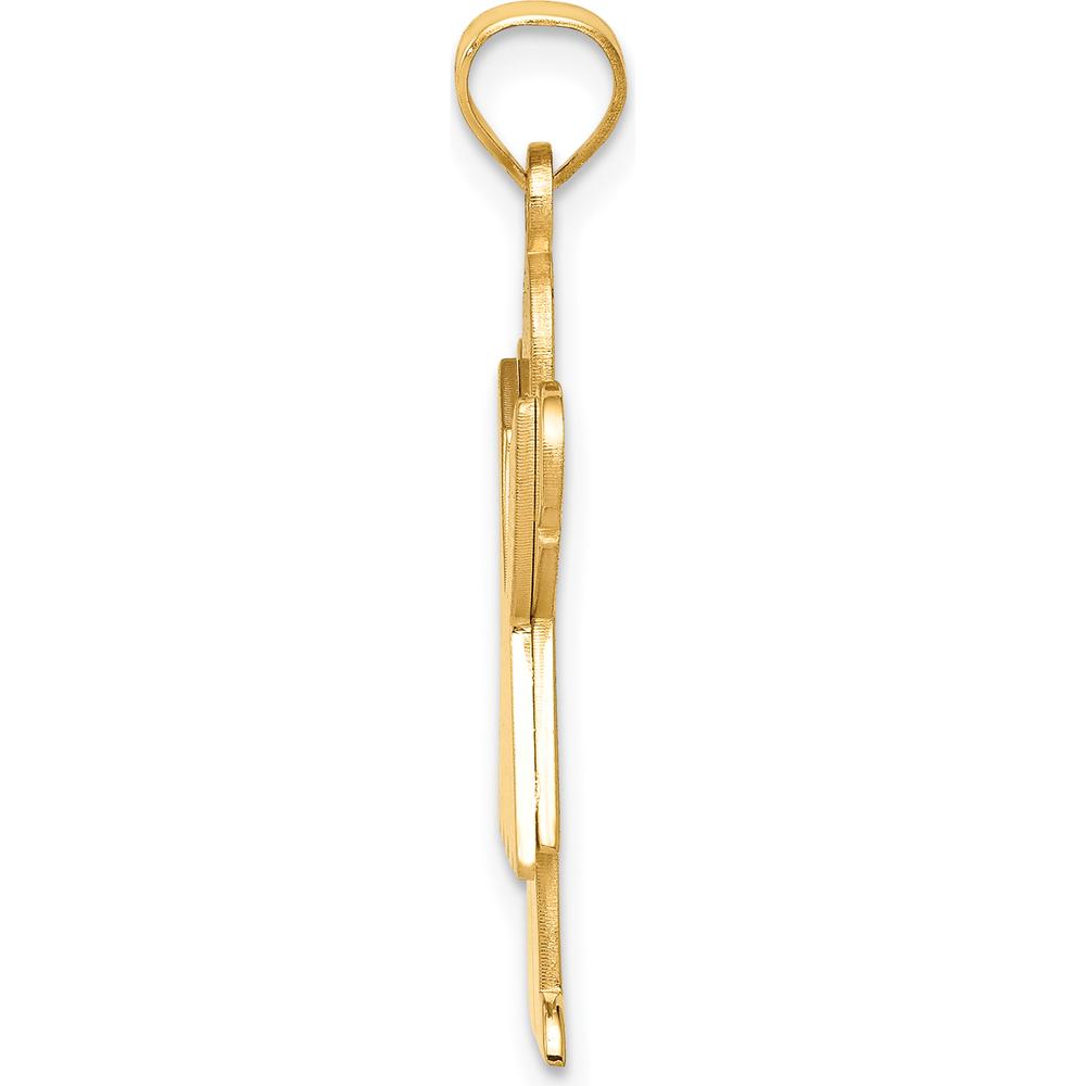 14K Yellow Gold Solid Satin Girl Pendant with Ruffles and Engravable Love Charm - 30mm by Oro Pregiato