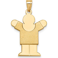 14K Yellow Gold Solid Satin Medium Boy Engravable Love Charm - 35mm Length by Oro Pregiato