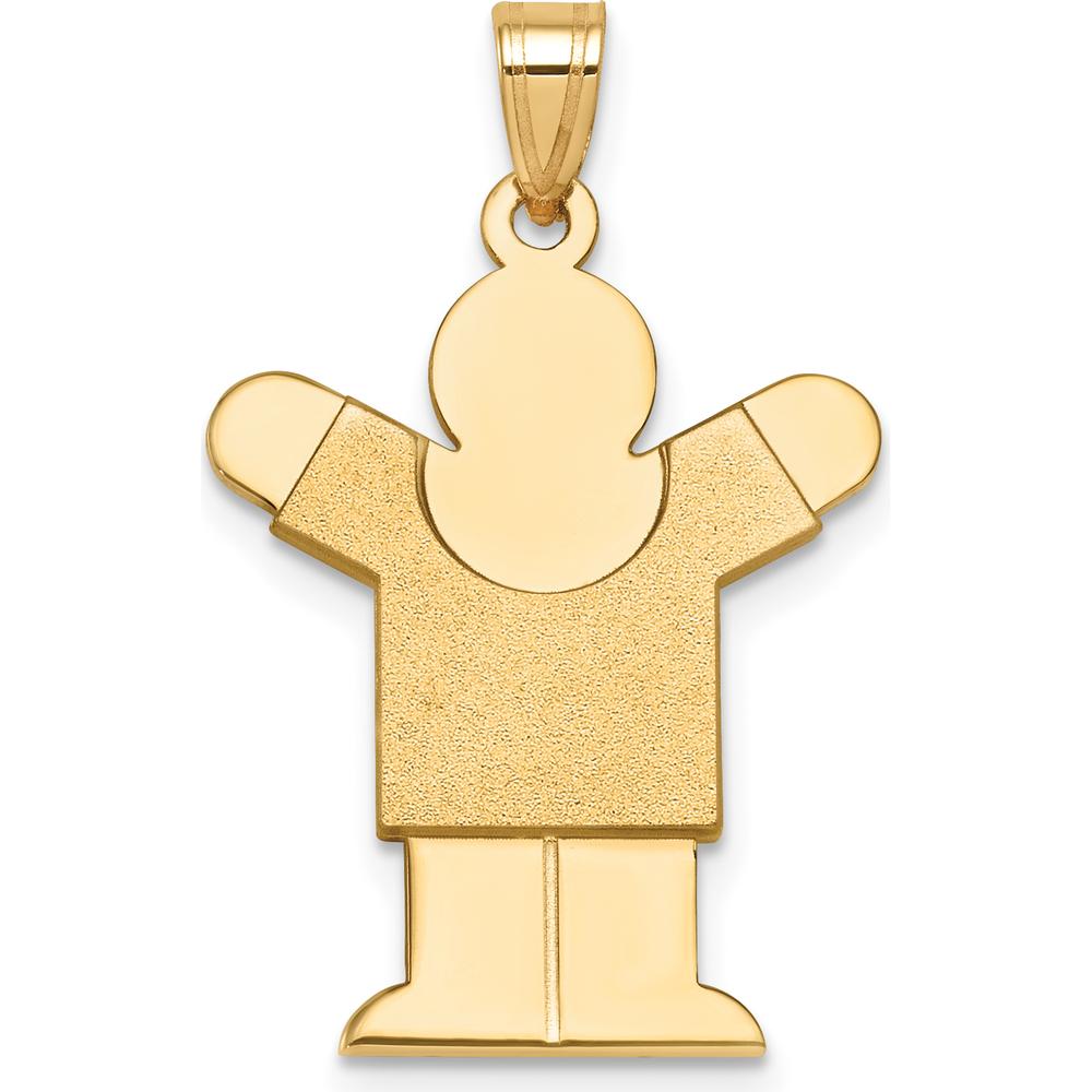 14K Yellow Gold Solid Satin Medium Boy Engravable Love Charm - 35mm Length by Oro Pregiato