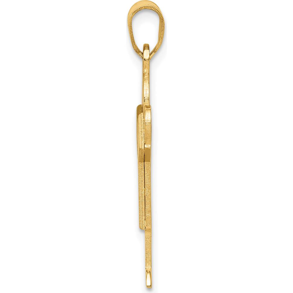 14K Yellow Gold Solid Satin Medium Boy Engravable Love Charm - 35mm Length by Oro Pregiato