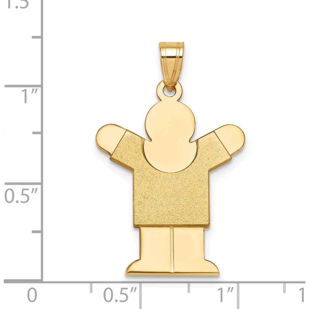14K Yellow Gold Solid Satin Medium Boy Engravable Love Charm - 35mm Length by Oro Pregiato