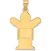 14K Yellow Gold Solid Satin Medium Boy Engravable Love Charm - 35mm Length by Oro Pregiato