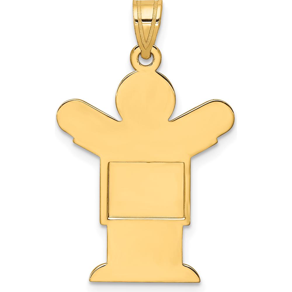 14K Yellow Gold Solid Satin Medium Boy Engravable Love Charm - 35mm Length by Oro Pregiato