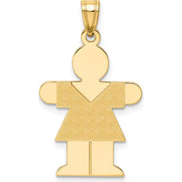 14K Yellow Gold Solid Satin Medium Girl Engravable Hugs Charm - 30mm Length by Oro Pregiato