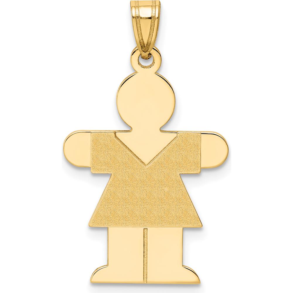 14K Yellow Gold Solid Satin Medium Girl Engravable Hugs Charm - 30mm Length by Oro Pregiato