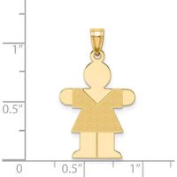 14K Yellow Gold Solid Satin Medium Girl Engravable Hugs Charm - 30mm Length by Oro Pregiato