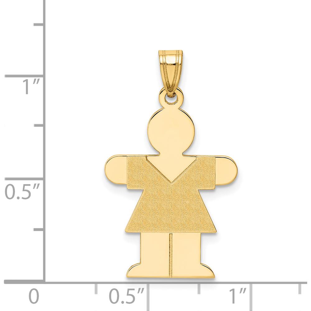 14K Yellow Gold Solid Satin Medium Girl Engravable Hugs Charm - 30mm Length by Oro Pregiato