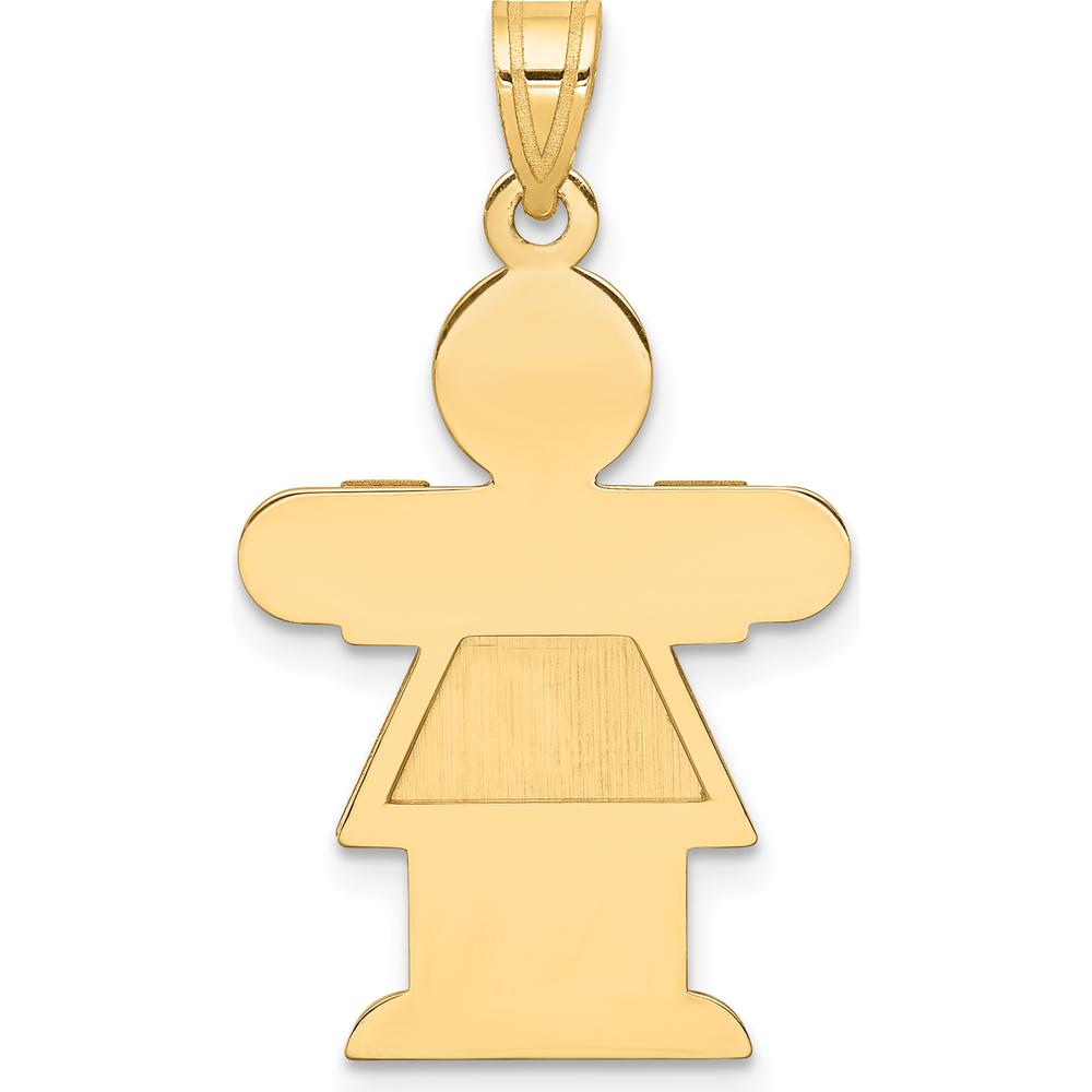 14K Yellow Gold Solid Satin Medium Girl Engravable Hugs Charm - 30mm Length by Oro Pregiato