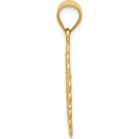 14K Yellow Gold Solid Satin Polished Aquarius Zodiac Oval Pendant - Textured and Detailed Design by Oro Pregiato