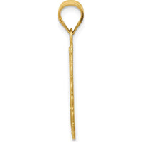 14K Yellow Gold Solid Satin Polished Gemini Zodiac Oval Pendant with Textured Finish by Oro Pregiato