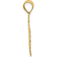 14K Yellow Gold Solid Satin Polished Libra Zodiac Oval Pendant with Filigree Detailing by Oro Pregiato