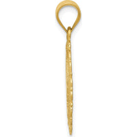 14K Yellow Gold Solid Satin Polished Sagittarius Zodiac Oval Pendant - Celestial Design with Textured Finish by Oro Pregiato