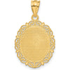 14K Yellow Gold Solid Satin Polished Taurus Zodiac Oval Pendant by Oro Pregiato