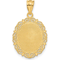 14K Yellow Gold Solid Satin Polished Taurus Zodiac Oval Pendant by Oro Pregiato