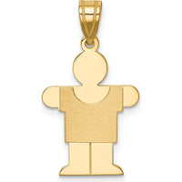 14K Yellow Gold Solid Satin Small Boy Engravable Hugs Charm - 25mm Length by Oro Pregiato