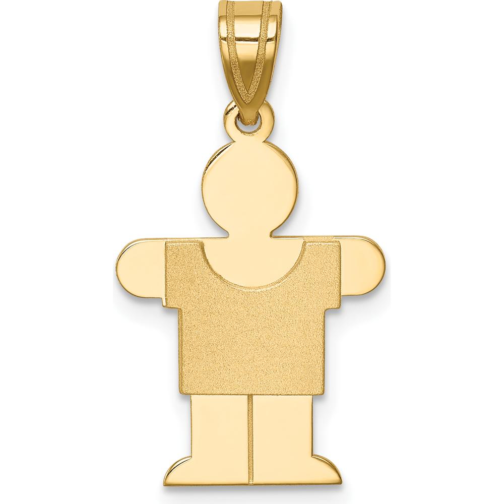 14K Yellow Gold Solid Satin Small Boy Engravable Hugs Charm - 25mm Length by Oro Pregiato