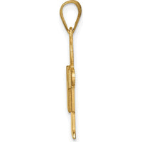 14K Yellow Gold Solid Satin Small Boy Engravable Hugs Charm - 25mm Length by Oro Pregiato