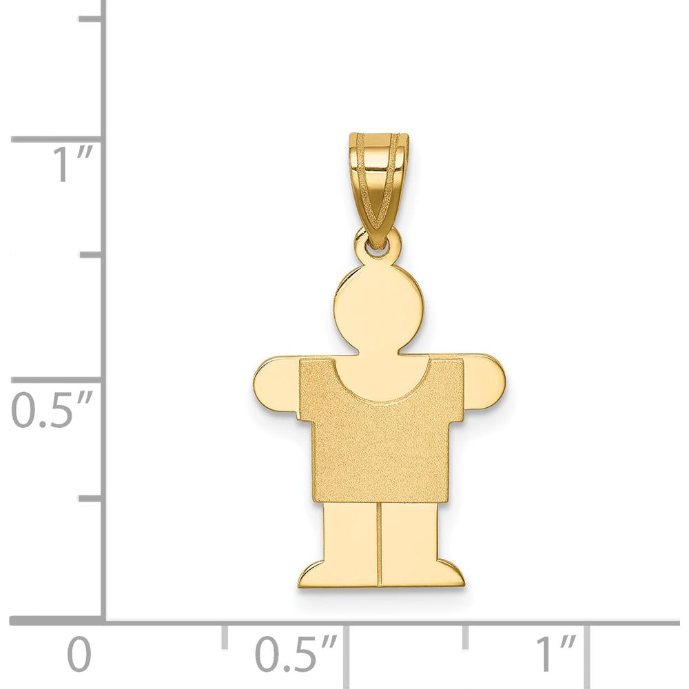 14K Yellow Gold Solid Satin Small Boy Engravable Hugs Charm - 25mm Length by Oro Pregiato