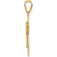 14K Yellow Gold Solid Satin Small Girl with Ruffles Engravable Love Charm - 25mm Length by Oro Pregiato