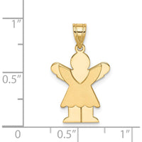 14K Yellow Gold Solid Satin Small Girl with Ruffles Engravable Love Charm - 25mm Length by Oro Pregiato