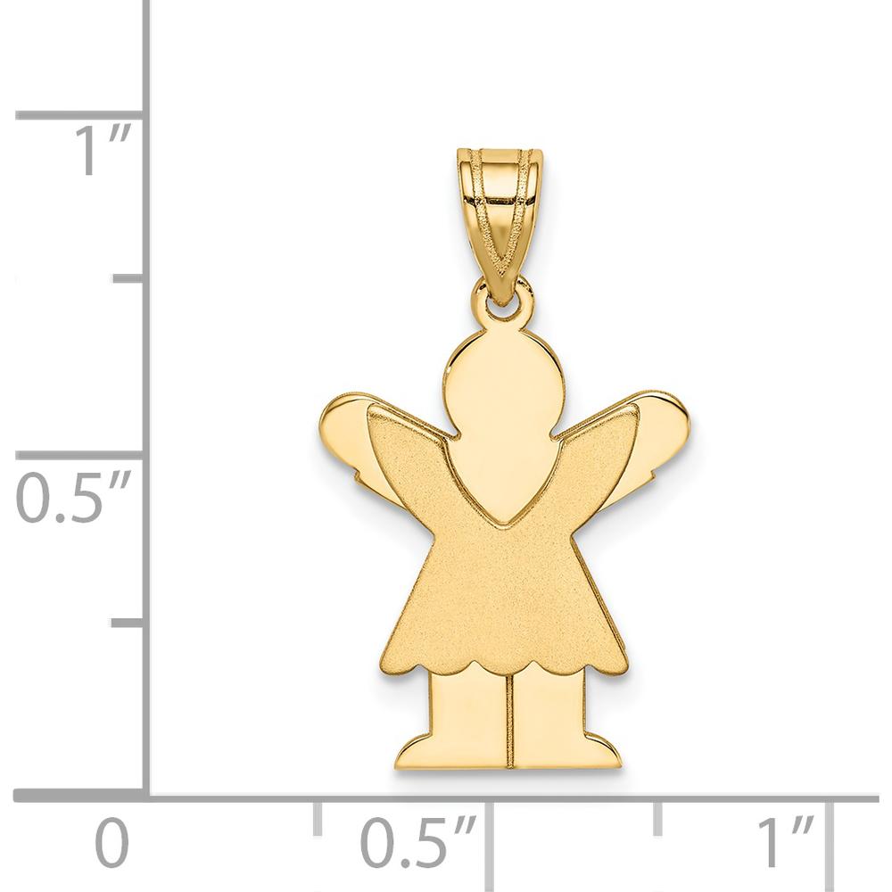 14K Yellow Gold Solid Satin Small Girl with Ruffles Engravable Love Charm - 25mm Length by Oro Pregiato