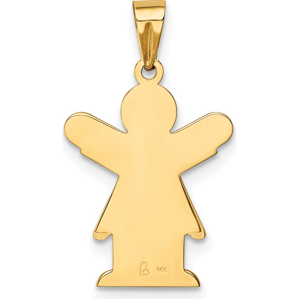 14K Yellow Gold Solid Satin Small Girl with Ruffles Engravable Love Charm - 25mm Length by Oro Pregiato