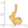 14K Yellow Gold Solid Soccer Shoe and Ball Pendant - Polished Design by Oro Pregiato