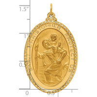 14K Yellow Gold Solid St. Christopher Medal Pendant with Polished and Satin Finish - 41.3mm Length by Oro Pregiato