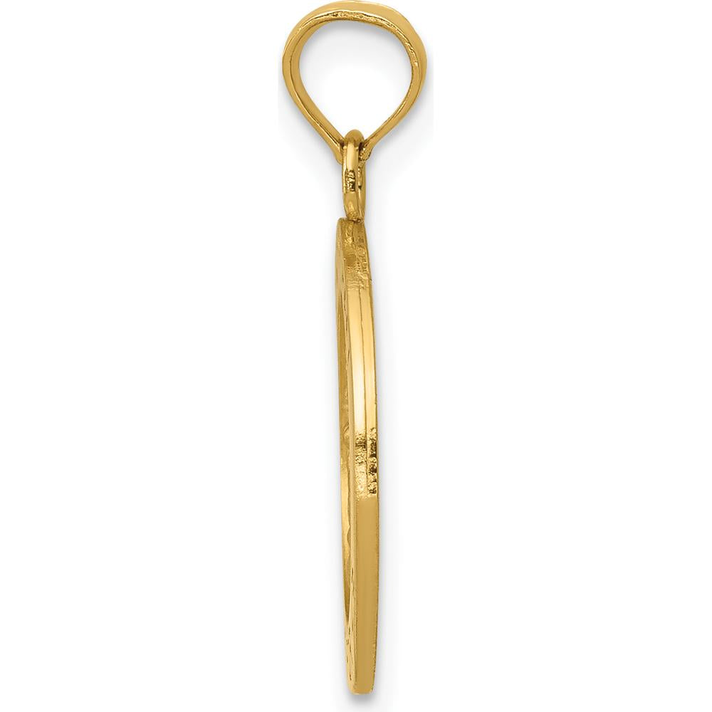 14K Yellow Gold Solid St. Michael Medal Round Pendant - Polished and Satin Finish by Oro Pregiato