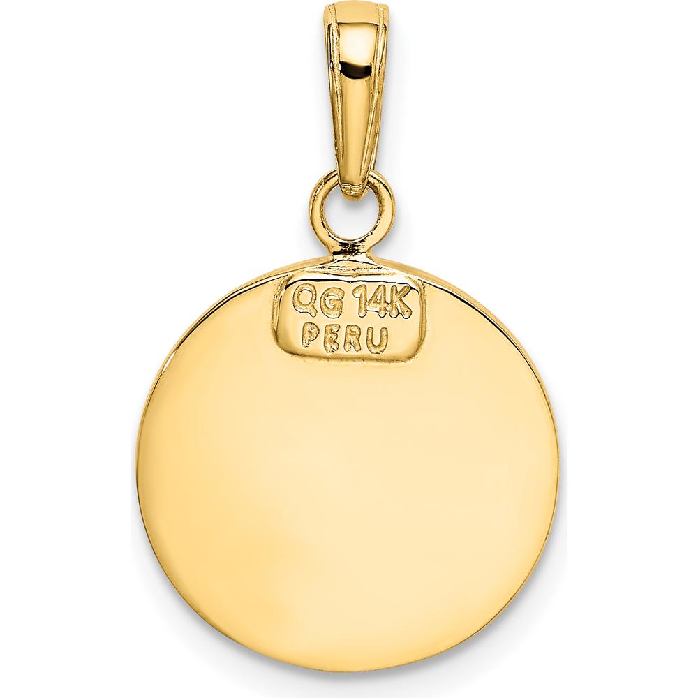 14K Yellow Gold Solid St. Michael Medal Round Pendant - Polished and Satin Finish by Oro Pregiato