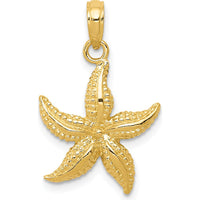 14K Yellow Gold Solid Starfish Pendant - Textured Design by Oro Pregiato