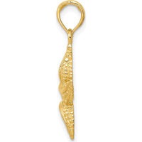 14K Yellow Gold Solid Starfish Pendant - Textured Design by Oro Pregiato