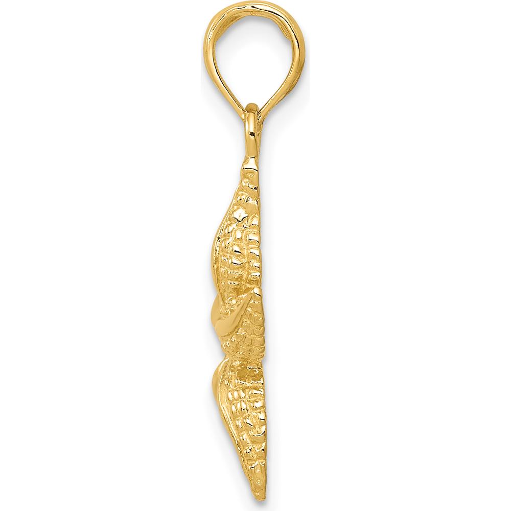 14K Yellow Gold Solid Starfish Pendant - Textured Design by Oro Pregiato