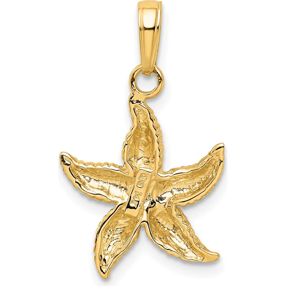14K Yellow Gold Solid Starfish Pendant - Textured Design by Oro Pregiato