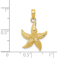 14K Yellow Gold Solid Starfish Pendant - Textured Design by Oro Pregiato