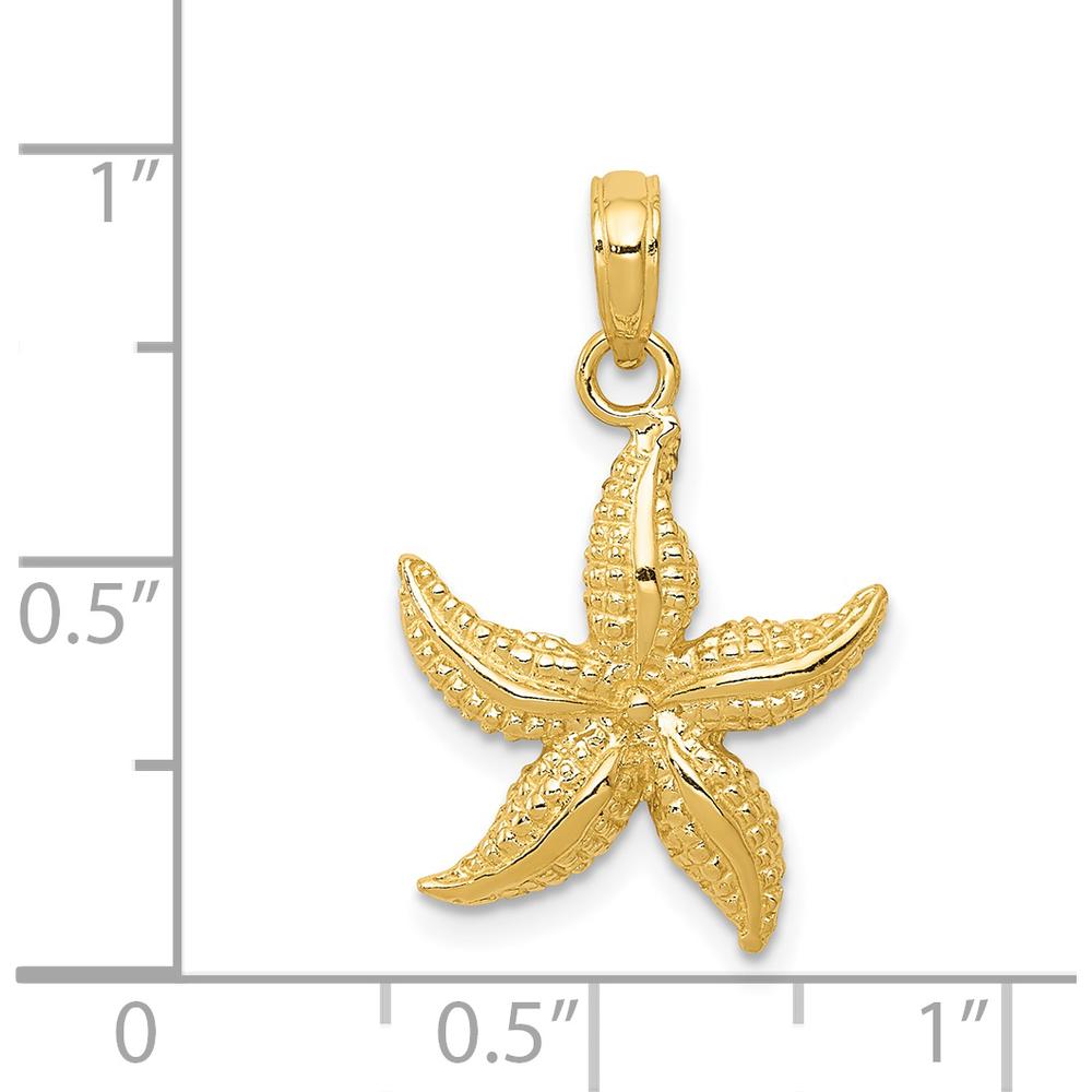 14K Yellow Gold Solid Starfish Pendant - Textured Design by Oro Pregiato