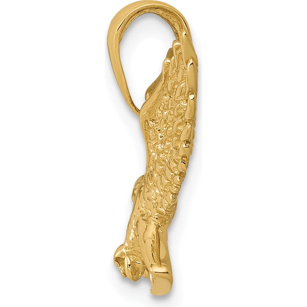 14K Yellow Gold Solid Textured Eagle Landing Pendant - Men’s Jewelry Symbol of Strength and Freedom by Oro Pregiato