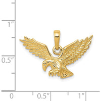 14K Yellow Gold Solid Textured Eagle Landing Pendant - Men’s Jewelry Symbol of Strength and Freedom by Oro Pregiato