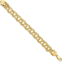 14K Yellow Gold Solid Triple-Link 8" Charm Bracelet by 0