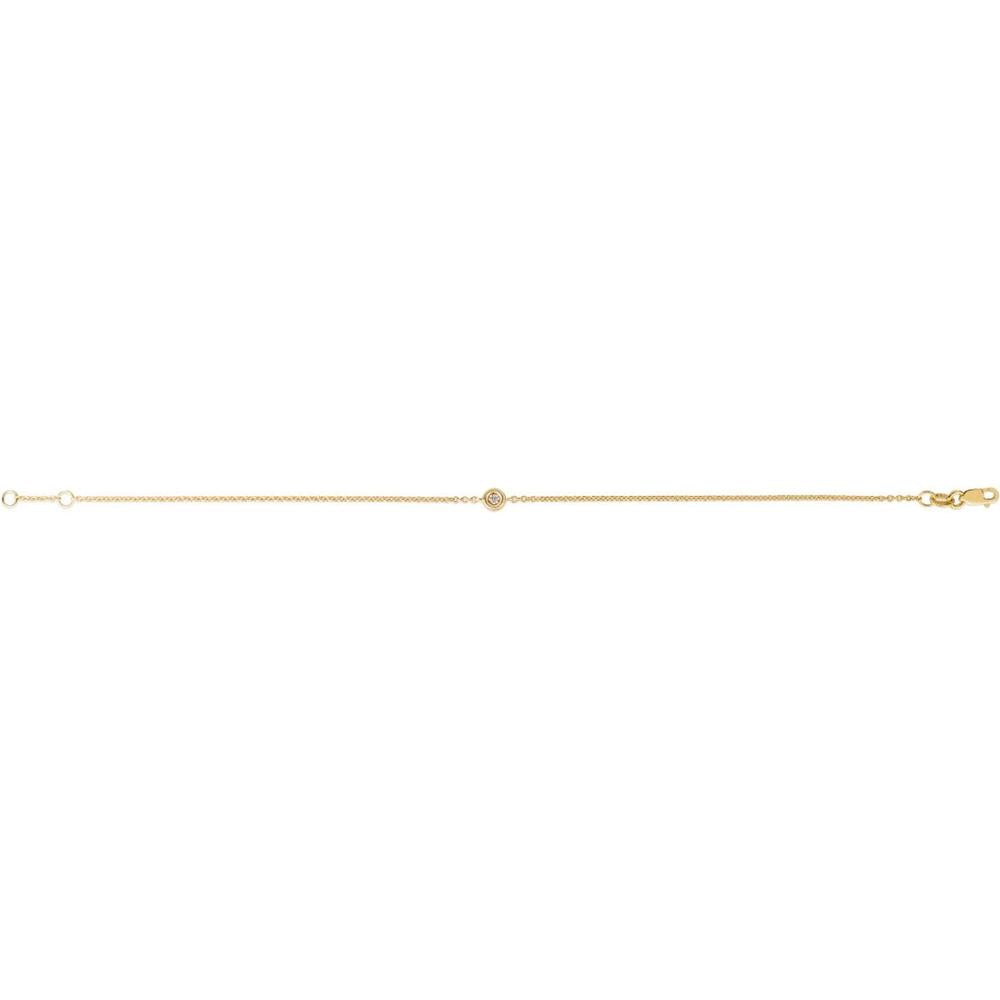 14K Yellow Gold Solitaire Diamond Bracelet - 7" with .02 Carat Bezel-Set Diamond by Orozza Fine Jewelry