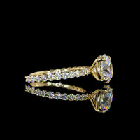 14K Yellow Gold Solitaire Diamond Shank Ring with 2.54 Carats Round Brilliant Center and 0.66 Carats Accent Lab Diamonds - 3.20 Carats Total Diamond Weight - Covaloro Fine Jewelry
