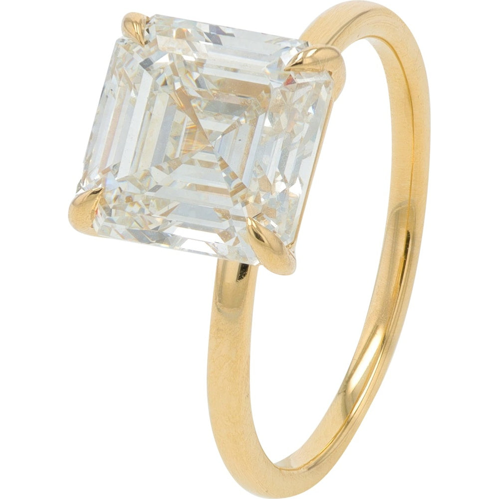 14K Yellow Gold Solitaire Engagement Ring with 4-Prong Set Lab Grown Diamond - 3.75 Carat Total Diamond Weight