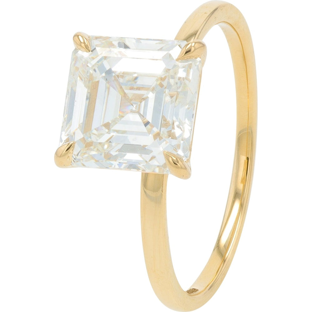 14K Yellow Gold Solitaire Engagement Ring with Asscher-Cut Lab Grown Diamond - 2.00 Carat Total Diamond Weight