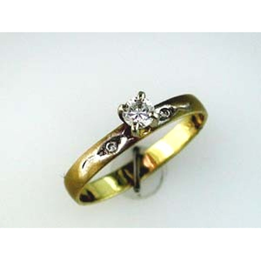 14K Yellow Gold Solitaire Engagement Ring with Prong-Set Round Diamond - 0.23 Carat Total Diamond Weight - Royal Jewelry